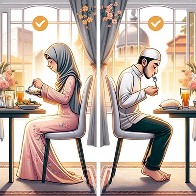 تصویر خوردن در حالت نشسته